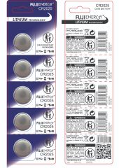 CR2025 FUJIENERGY Lithium Coin Cell, blister pack of 5