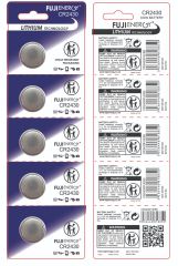 CR2430 FUJIENERGY Lithium Coin Cell, blister pack of 5